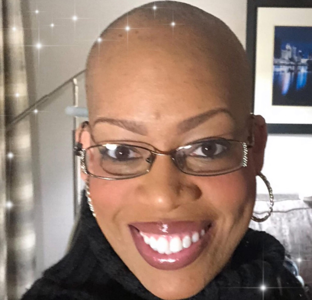 Felicia smiling radiantly during her journey
